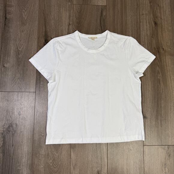 Madewell The Perfect Crewneck Tee SZ L White Jersey Cotton Short Sleeve Pullover - Picture 4 of 9